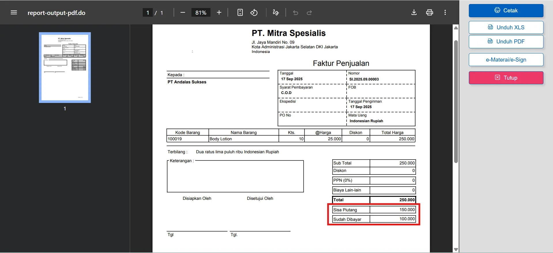 Cara menampilkan terbilang huruf kapital di faktur penjualan